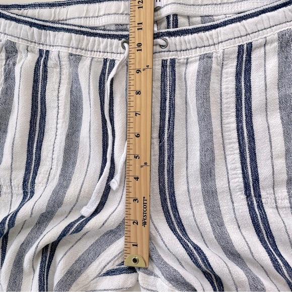 dash Women's Blue White Striped Linen Blend Pull On Pants Coastal Size Large - Picture 7 of 8